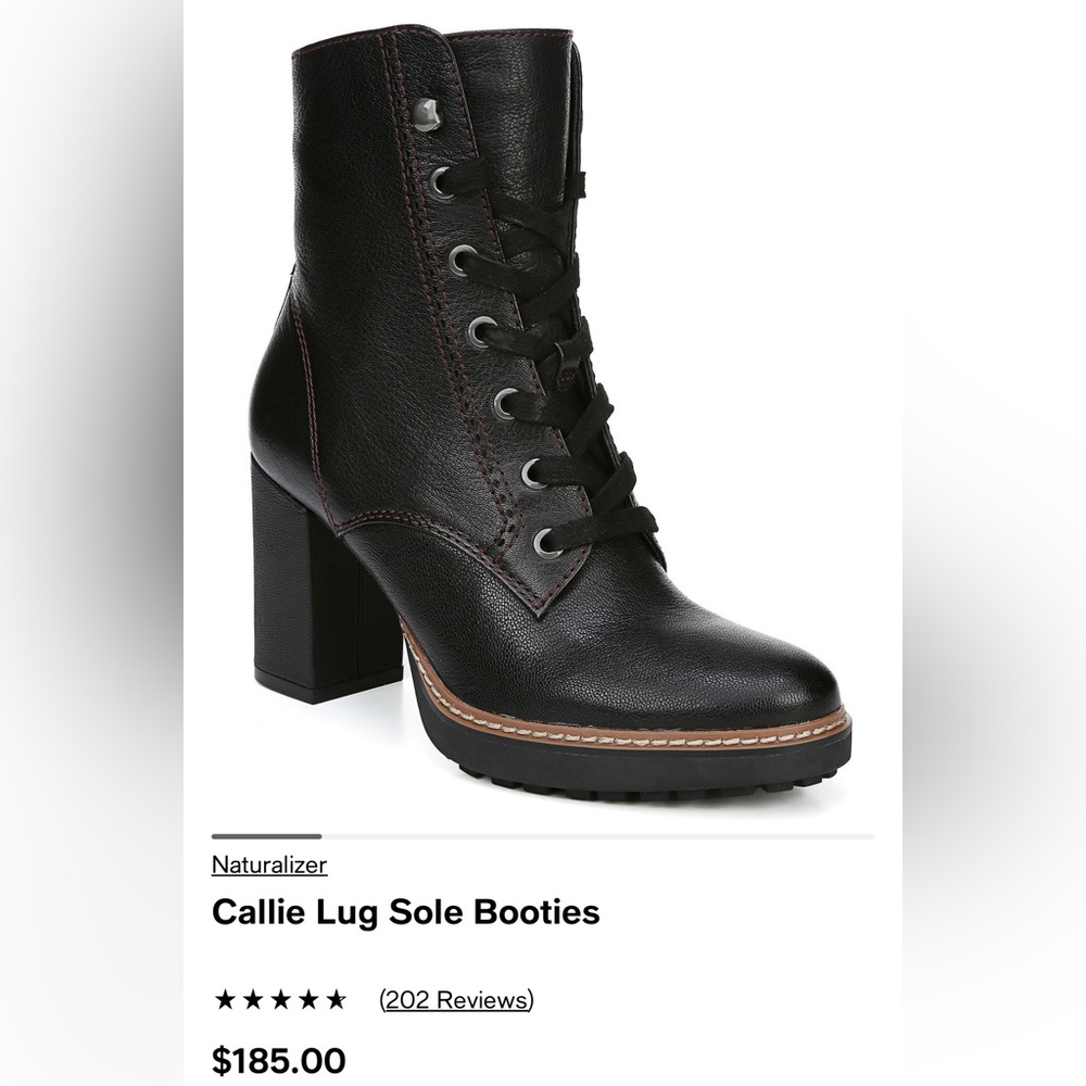 Naturalizer Callie Black Leather Booties, Size 10M